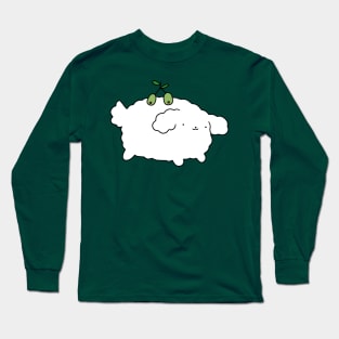 Olive White Fluffy Dog Long Sleeve T-Shirt